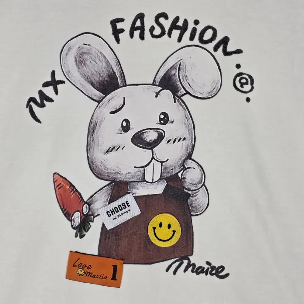 MX FASHION WOMEN’S LONG‑SLEEVE CARTOON GRAPHIC TOP – WHITE –  MEDIUM MEASURED